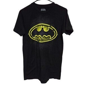 DC Comics Batman Logo Black T-Shirt Mens Size Small 100% Cotton Short Sleeve